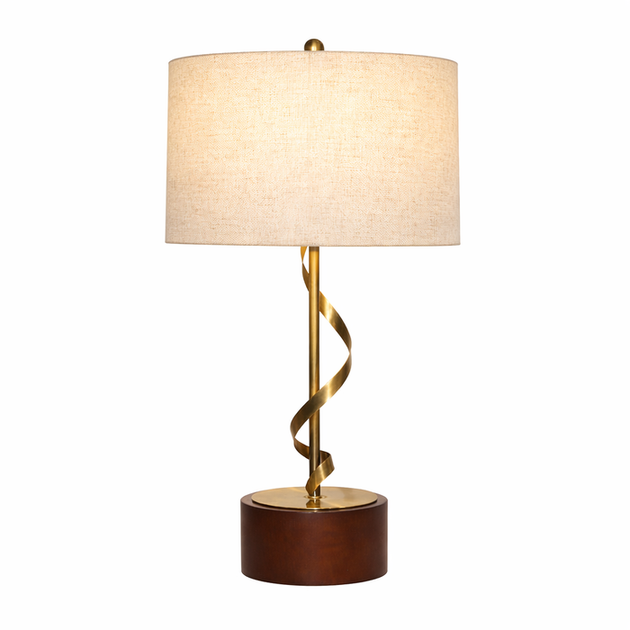 Foundry Table Lamp | Twisted Brass Stem & Wood Base
