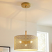 Glacier Pendant Lamp | Oak & Natural Woven Drum Design