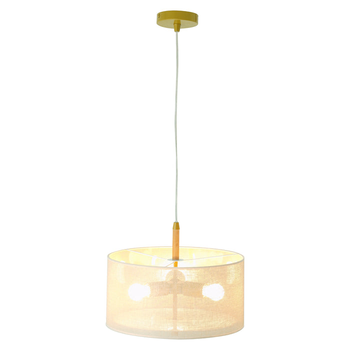 Glacier Pendant Lamp | Oak & Natural Woven Drum Design