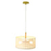 Glacier Pendant Lamp | Oak & Natural Woven Drum Design