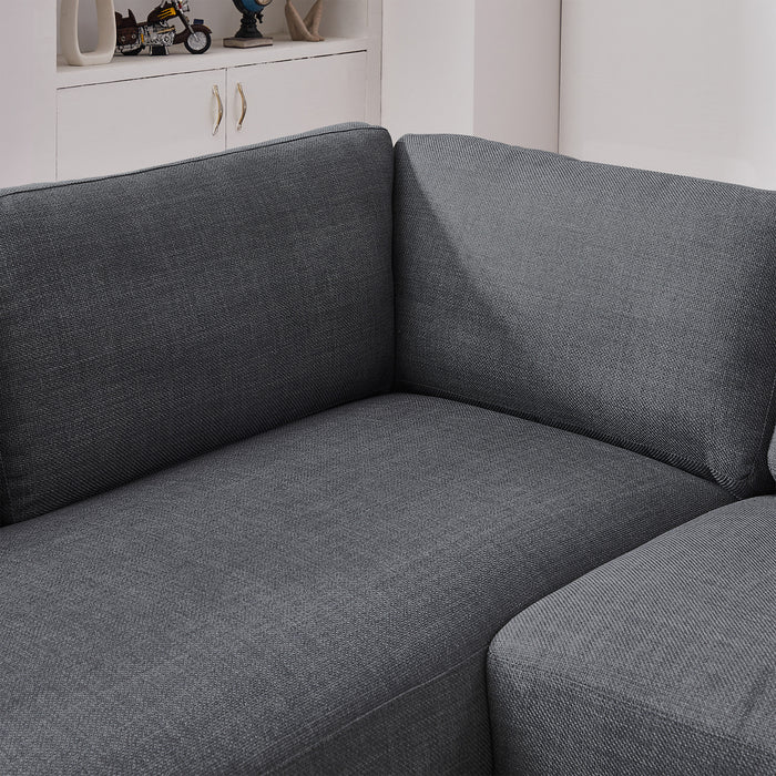 Glander Grey Fabric Left-Facing Sectional Sofa