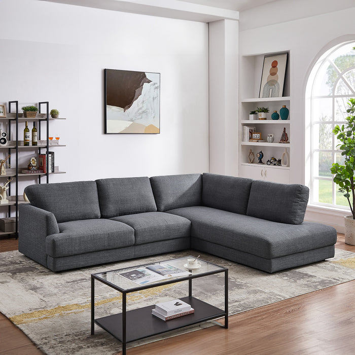 Glander Grey Fabric Right-Facing Sectional Sofa