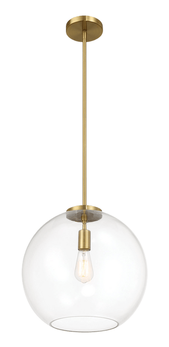 Gleam Single Light Pendant Lamp With Clear Globe Glass - Satin Brass - West Lamp