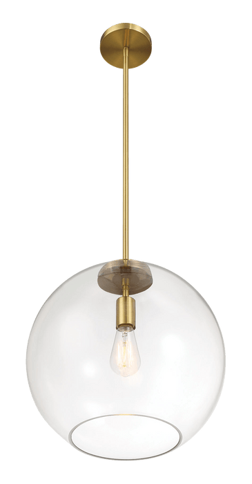 Gleam Single Light Pendant Lamp With Clear Globe Glass - Satin Brass - West Lamp