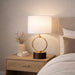 Grid Table Lamp | Circular Brass Ring & Wooden Base