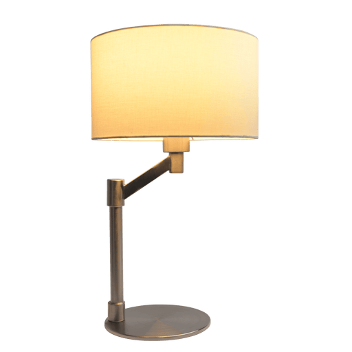 Horizon Brushed Nickel Table Lamp with On/Off Switch Curved Metal Base Linen Shade - West Lamp