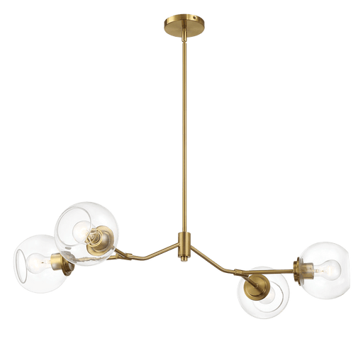Jewel Four Lights Modern Farmhouse Chandelier Ceiling Hanging Light Fixture For Kitchen Island Dining Room 36"L × 20"W × 7.25"H with Clear Glass - West Lamp