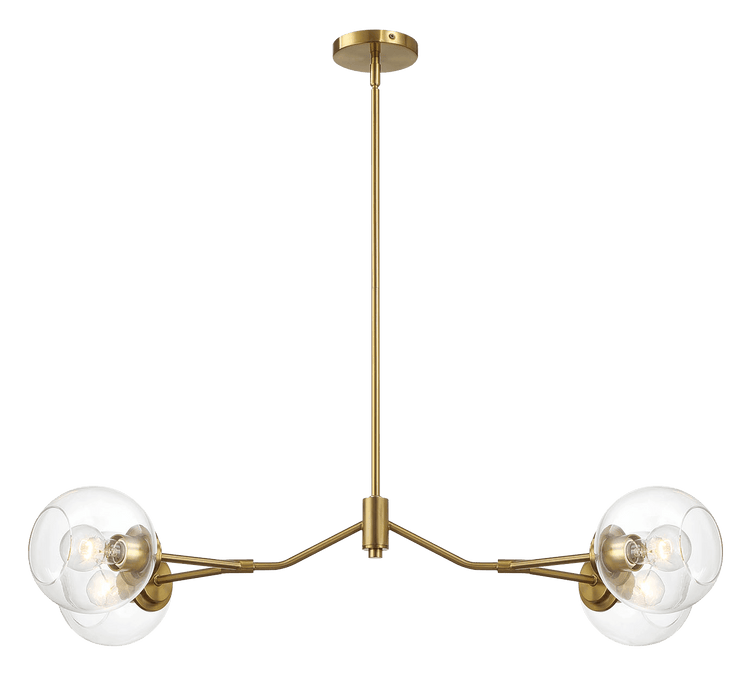 Jewel Four Lights Modern Farmhouse Chandelier Ceiling Hanging Light Fixture For Kitchen Island Dining Room 36"L × 20"W × 7.25"H with Clear Glass - West Lamp