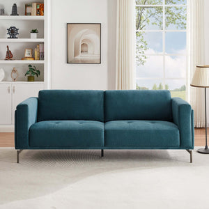 Lanchester Mid Century Modern Blue Linen Sofa