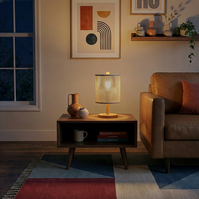Levio Table Lamp | Natural Oak & Handwoven Linen Shade