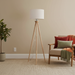 Lirios Floor Lamp | Natural Three-Legged Wood & Linen Shade