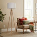 Lirios Floor Lamp | Natural Three-Legged Wood & Linen Shade