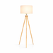 Lirios Floor Lamp | Natural Three-Legged Wood & Linen Shade