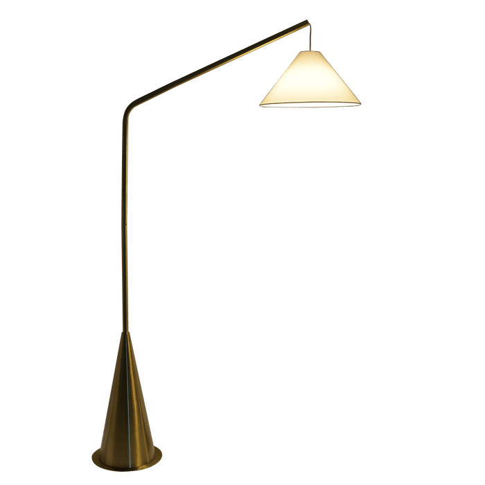 Lisbon Black Floor Lamp with On/Off Switch Coned Base Hanging White Fabric Shade - West Lamp