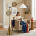 Lisbon Floor Lamp | Hanging White Shade & Coned Base