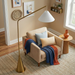 Lisbon Floor Lamp | Hanging White Shade & Coned Base