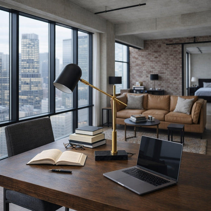 Lumora Table Lamp | Adjustable Black & Gold Desk Lighting