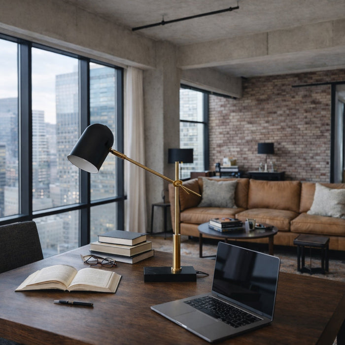 Lumora Table Lamp | Adjustable Black & Gold Desk Lighting