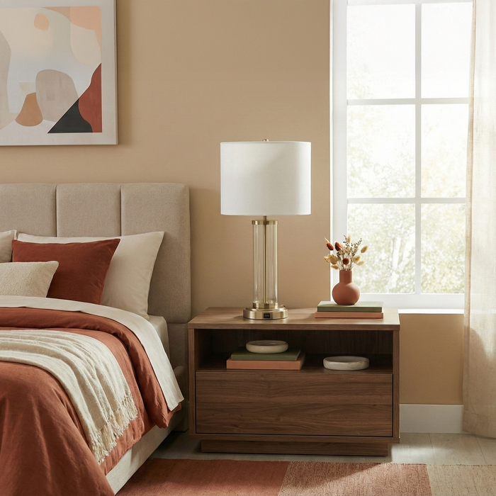 Luna Table Lamp | Brushed Nickel & Clear Glass Body