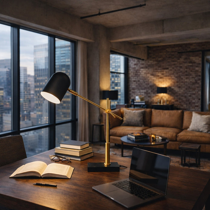 Lumora Table Lamp | Adjustable Black & Gold Desk Lighting