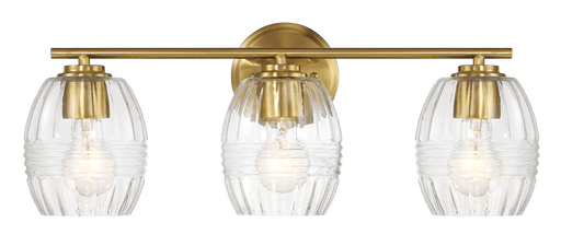 Luster Three Lights Vanity With Clear Glass for Bathrooms above Mirror Wall Lamp - Satin Brass - West Lamp