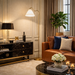 Majestic Brass Ring Base Curved Floor Lamp | Triangle Drum Shade