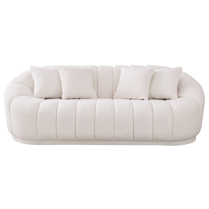 Maximilian Japandi Style White Boucle Sofa