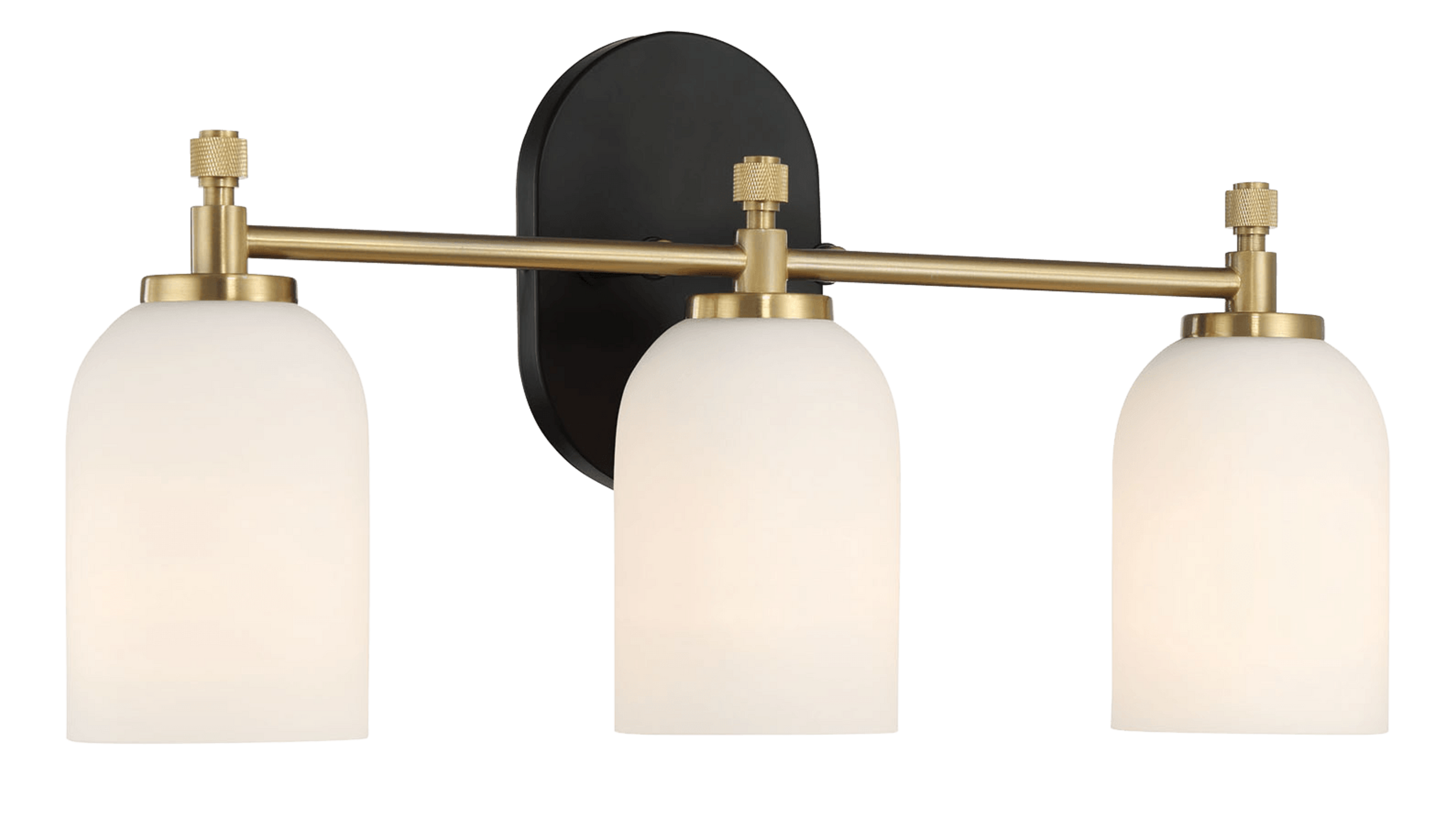 Meadows Three Lights Vanity Brushed Gold Bathroom Wall Light for Bathr ...