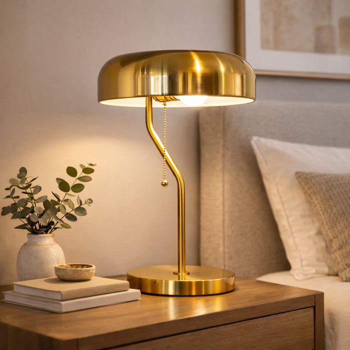 Metro Table Lamp | Luxurious Gold & Crisp White