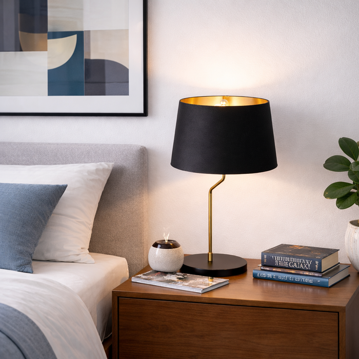 Lustrous Table Lamp - Black outer and Gold inner