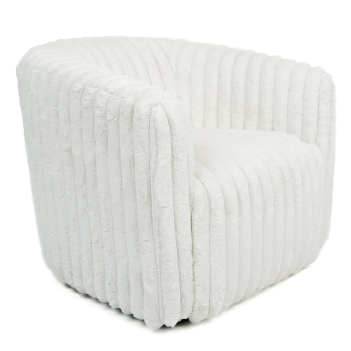 Mira White Soft Plush Fabric Swivel Chair