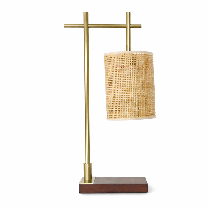 Moonstone Table Lamp | Dark Brown Bamboo & Bronze Base