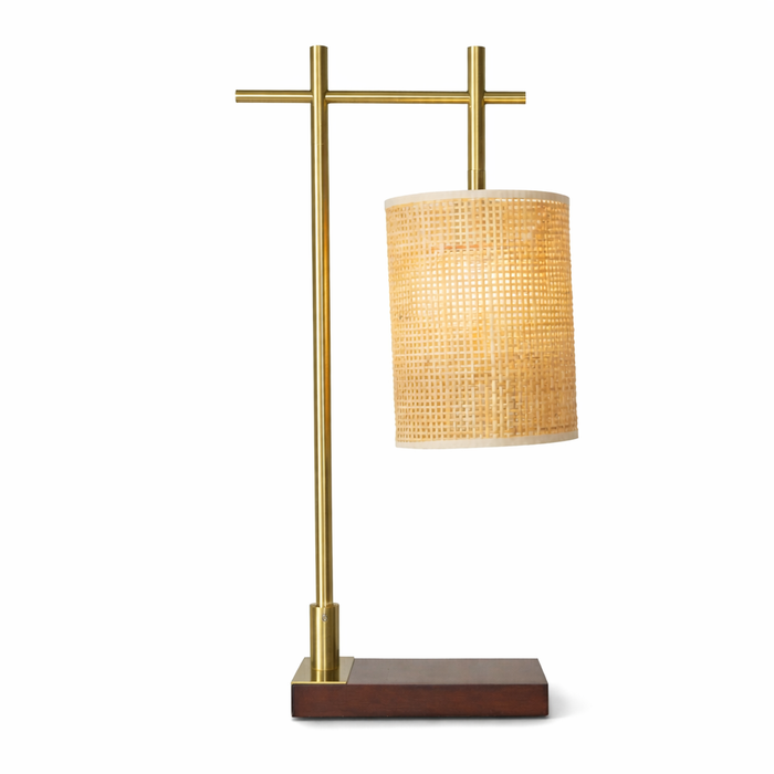 Moonstone Table Lamp | Dark Brown Bamboo & Bronze Base