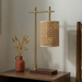 Moonstone Table Lamp | Dark Brown Bamboo & Bronze Base