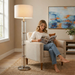 Nimbus Floor Lamp | Brushed Nickel & Clear Glass Body
