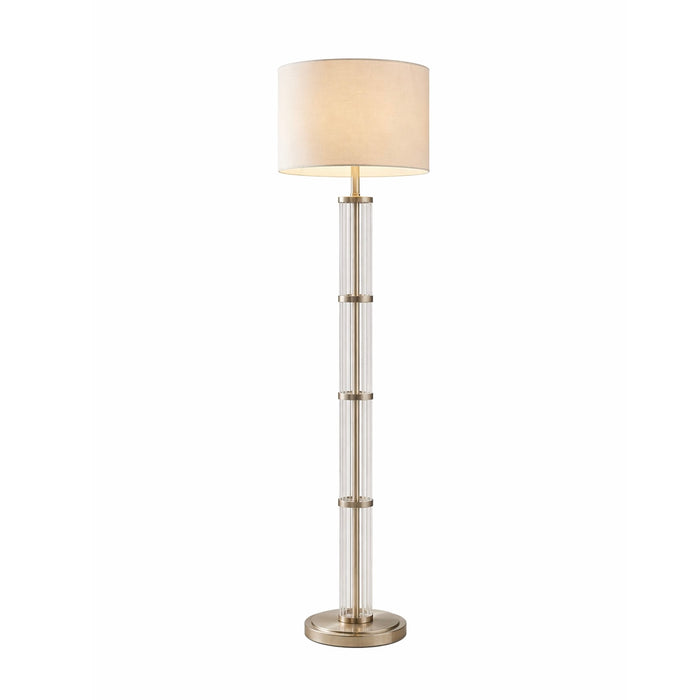 Nimbus Floor Lamp | Brushed Nickel & Clear Glass Body