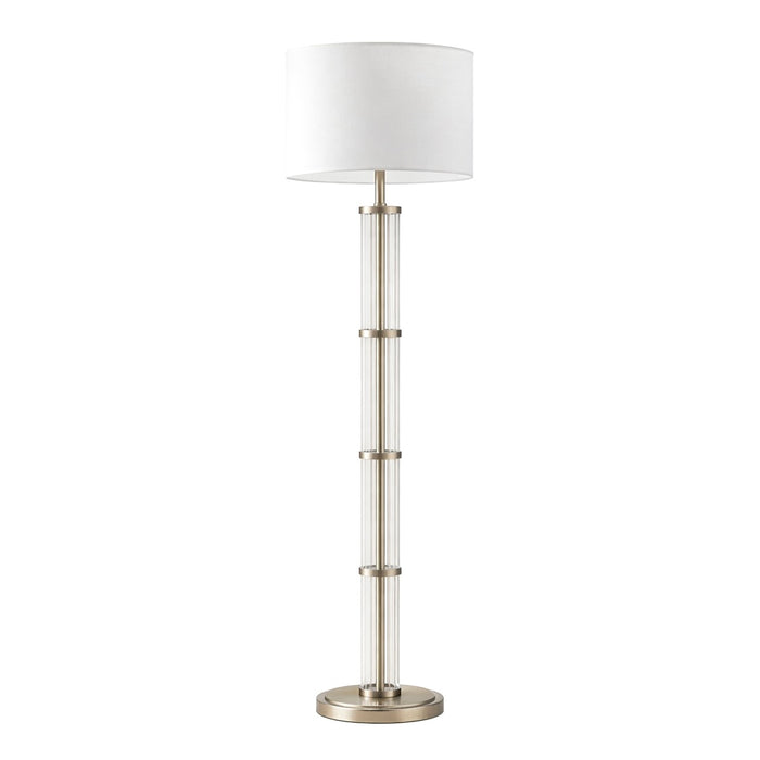 Nimbus Floor Lamp | Brushed Nickel & Clear Glass Body