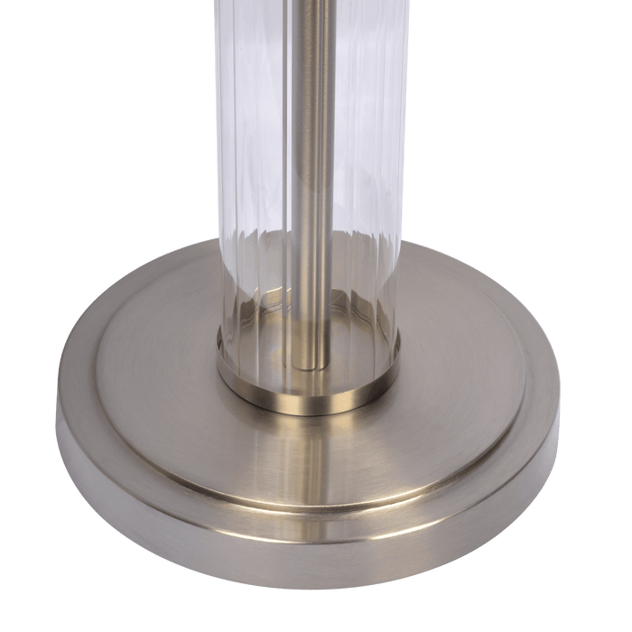 Nimbus Brushed Nickel Floor Lamp with 3-Way Rotary Switch Clear Glass Body Metal Base - West Lamp