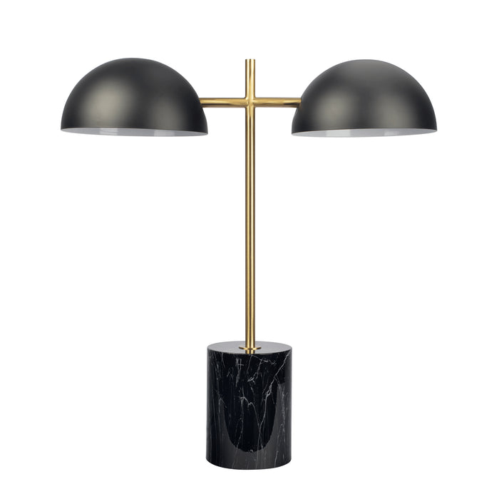 Nova Hydro Black Table Lamp | Double Lamp & Faux Marble Base