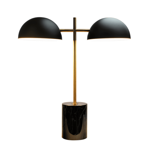 Nova Hydro Black Table Lamp with On/Off Switch Double Lamp with Faux Marble Base - West Lamp