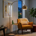 Oasis Long Arm Gold Brass Adjustable Floor Lamp | White Marble Base