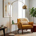 Oasis Long Arm Gold Brass Adjustable Floor Lamp | White Marble Base