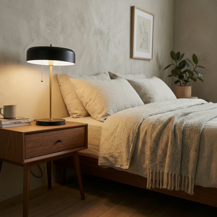 Obni Table Lamp | Black Outer and White Inner