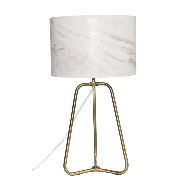 Optima Table Lamp | Antique Brass & Faux Marble Shade