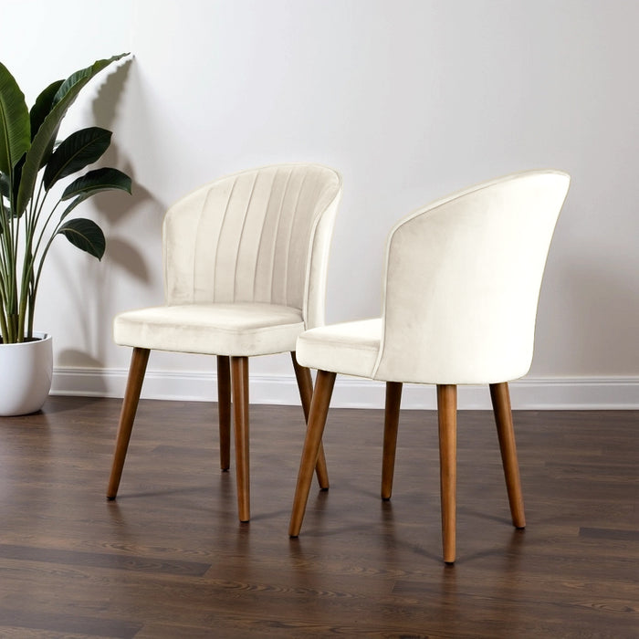 Parsons Beige Velvet Dining Chair - Set of 2