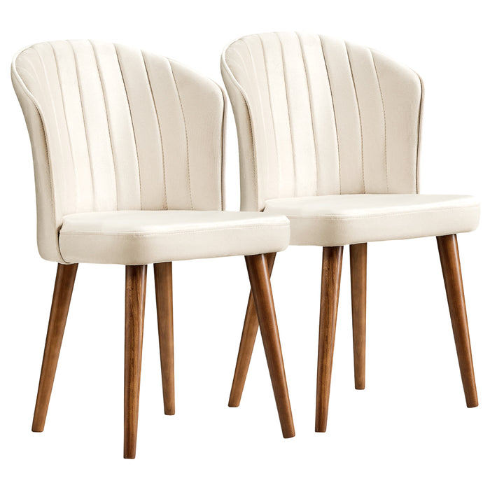 Parsons Beige Velvet Dining Chair - Set of 2