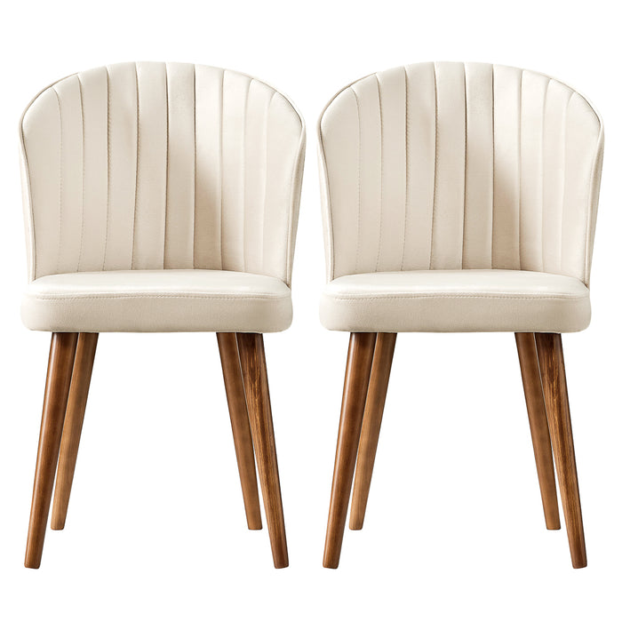 Parsons Beige Velvet Dining Chair - Set of 2