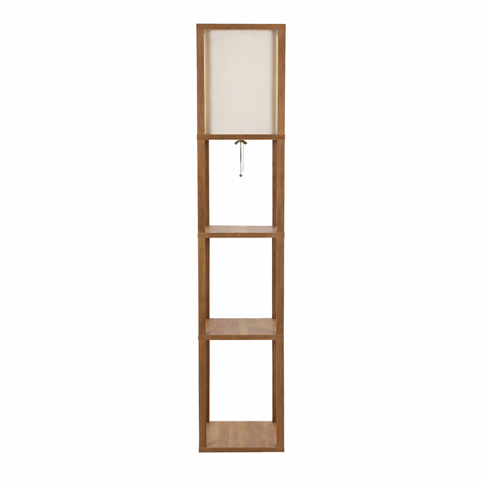 Pinnacle Shelf Floor Lamp | Natural Wood with Long Shade | Ashcroft Imports Furniture