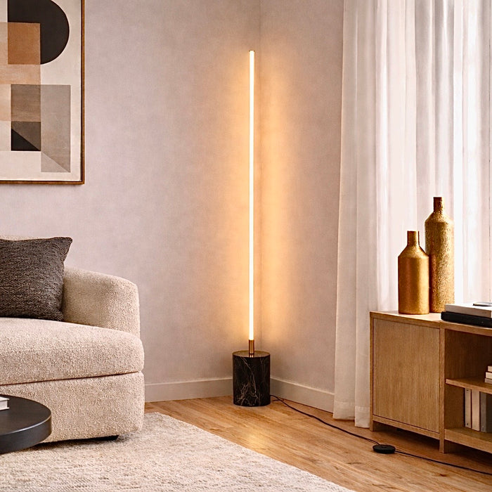 Prism LED Floor Lamp | Brassed Gold & Faux Marble Base