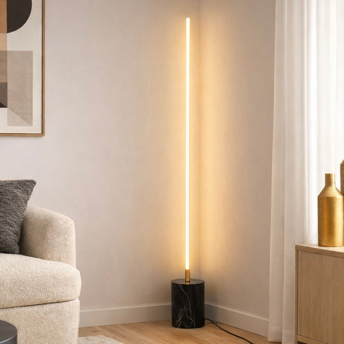 Prism LED Floor Lamp | Brassed Gold & Faux Marble Base